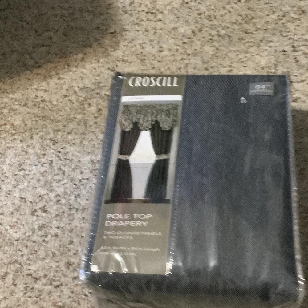Croscill Auden Gray‎ Pole Top Drapery, 2 82x84 lined panels, new